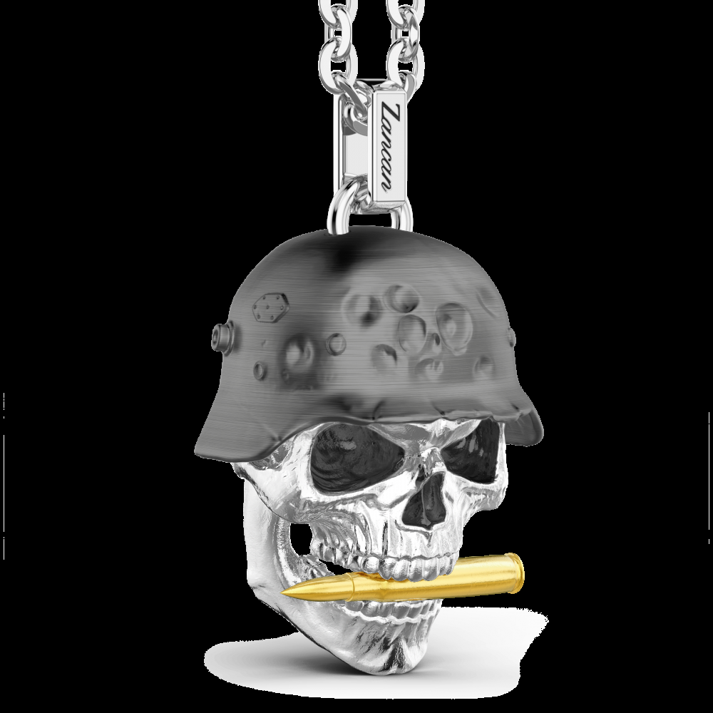 Zancan Collana Zancan in argento con pendente a teschio militare In Linea