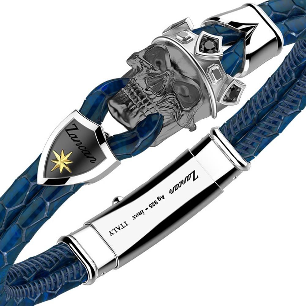 Zancan Bracciale Zancan in pelle di con teschio incoronato Nuovo