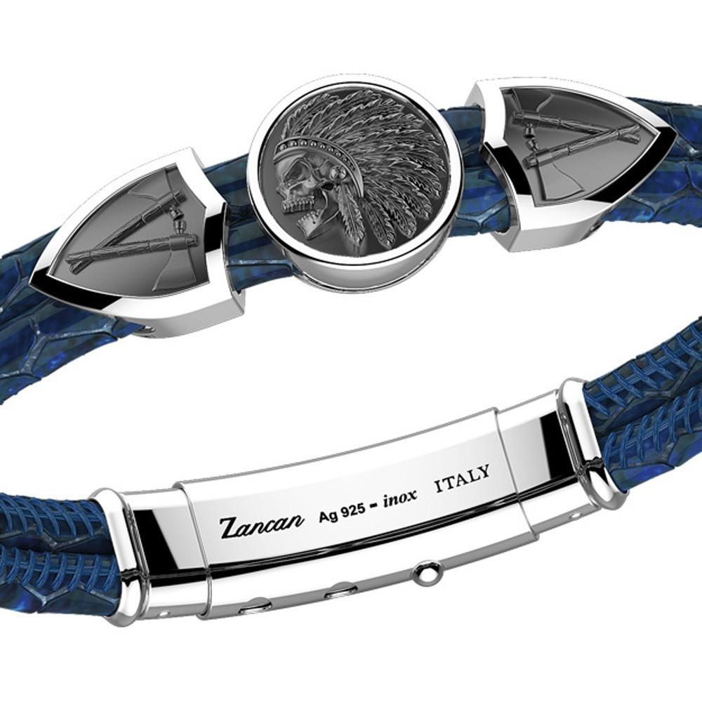 Zancan Bracciale Zancan in pelle con targa e teschio nativo americano Spedizione Gratuita