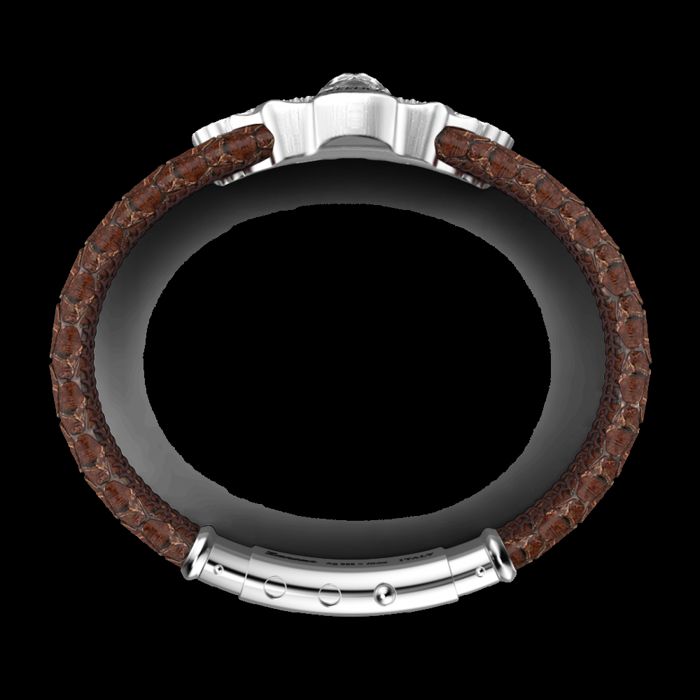 Zancan Bracciale Zancan in pelle e teschio alato in argento Pezzi Unici