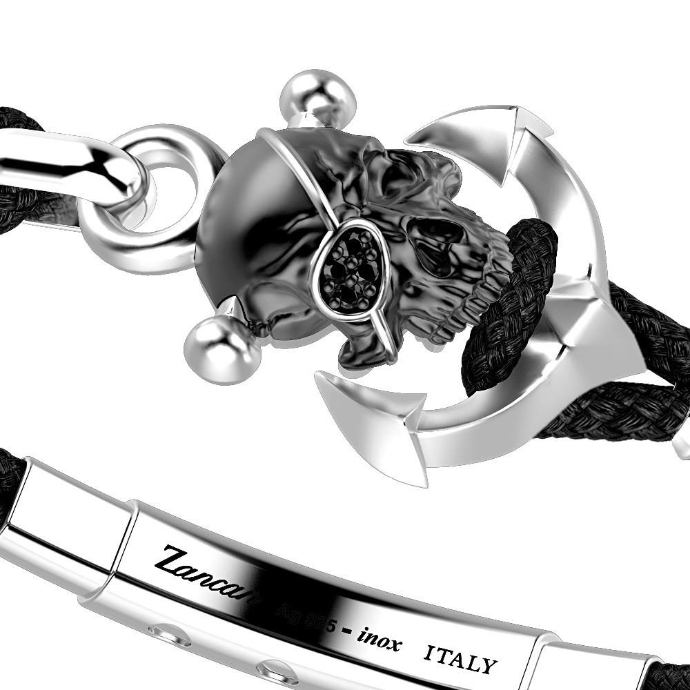 Zancan Bracciale Zancan in kevlar con teschio in argento Shopping Online