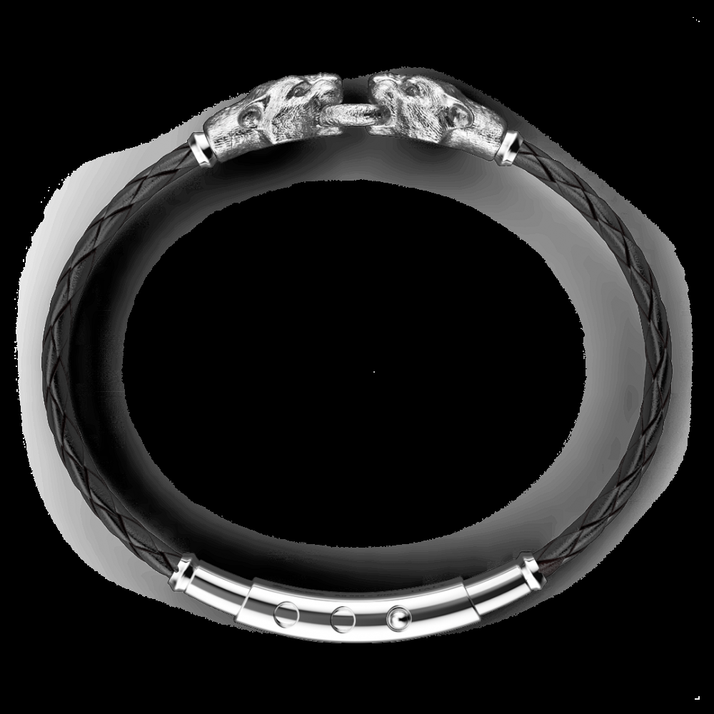 Zancan Bracciale Zancan in argento e pelle con pantere Prezzo Ridotto