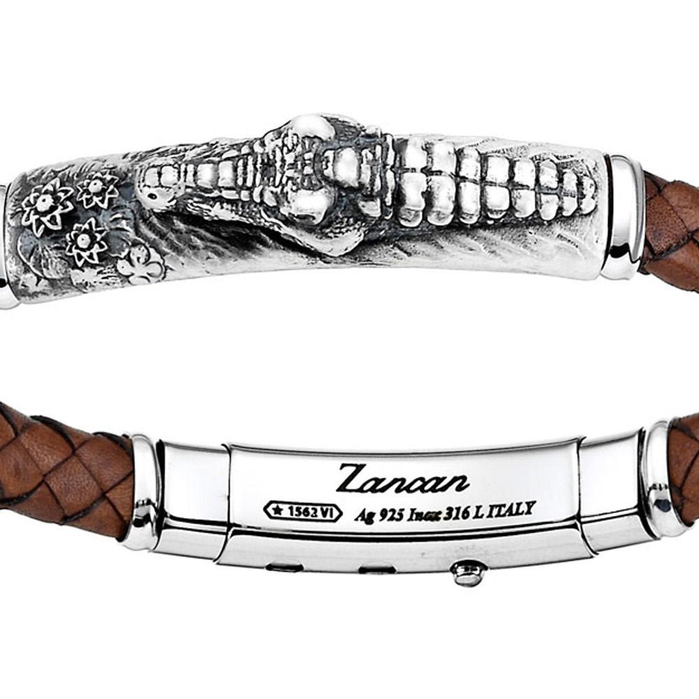 Zancan Bracciale Zancan in pelle ed argento con alligatore Saldi Di Fabbrica