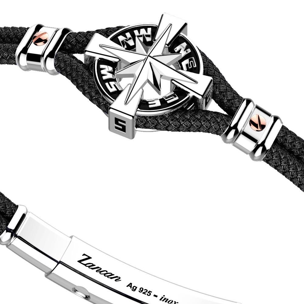 Zancan Bracciale Zancan in kevlar con rosa dei venti in argento Sottocosto