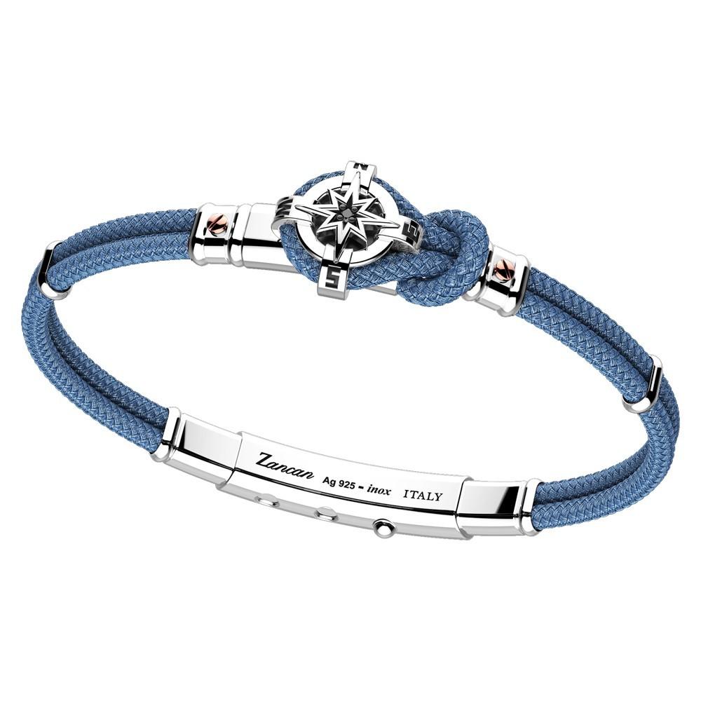 Zancan Bracciale Zancan in kevlar con rosa dei venti in argento Italia