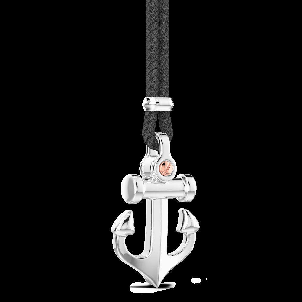 Zancan Collana Zancan in kevlar con pendente ad ancora in argento Pezzi Unici