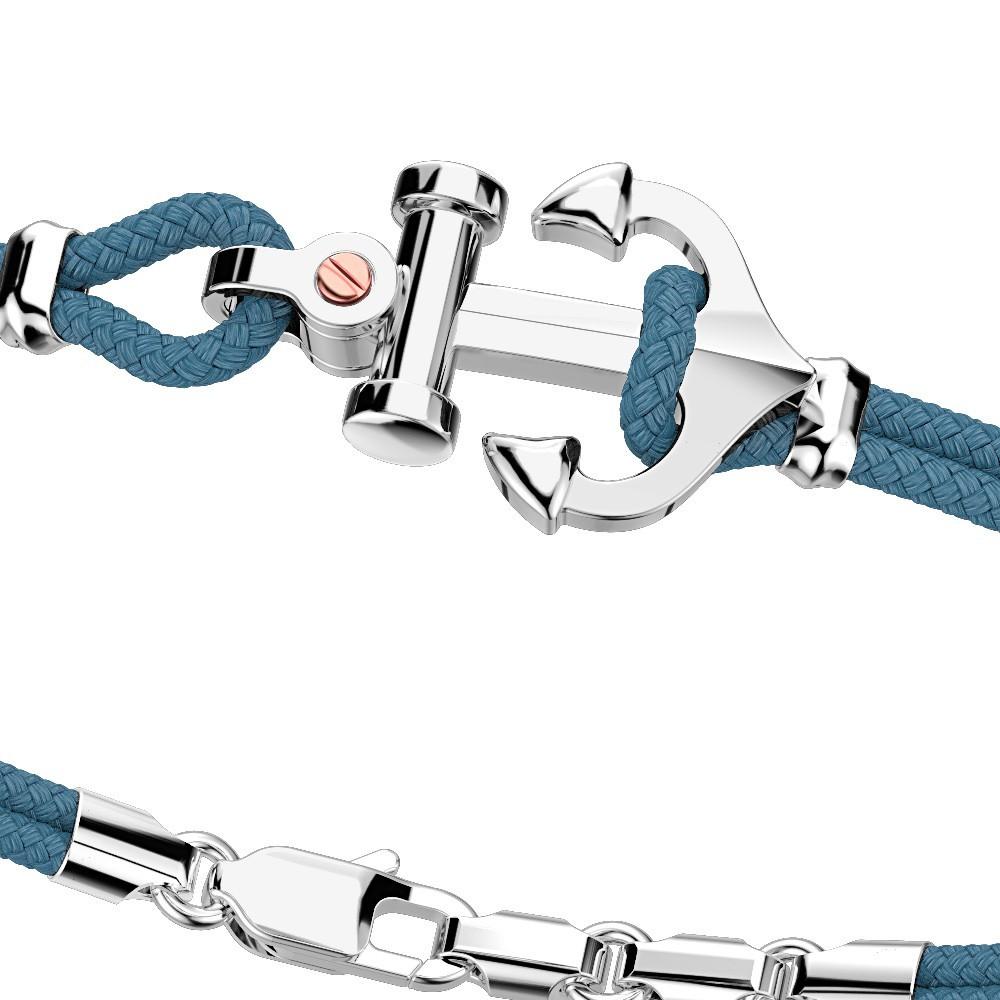 Zancan Bracciale Zancan in kevlar con ancora in argento e vite in oro rosa Qualità Garantita
