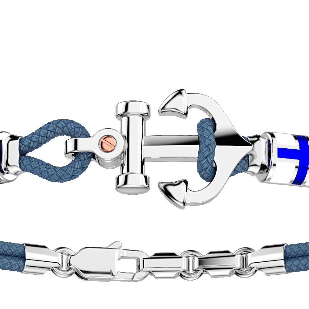 Zancan Bracciale Zancan in kevlar con ancora in argento e bandiere nautiche Acquista Ora