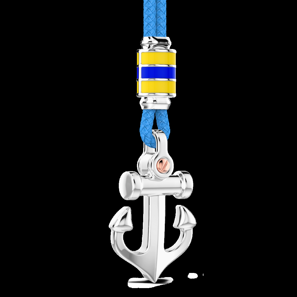 Zancan Collana Zancan in kevlar con pendente ad ancora in argento Consegna Veloce