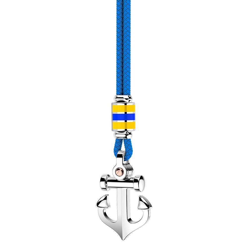Zancan Collana Zancan in kevlar con pendente ad ancora in argento Consegna Veloce