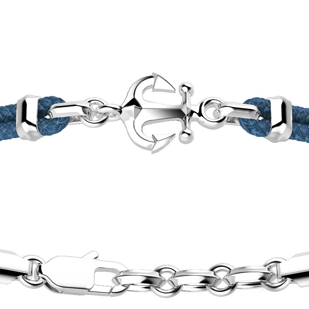 Zancan Bracciale Zancan in kevlar con ancora in argento Prezzo Ridotto