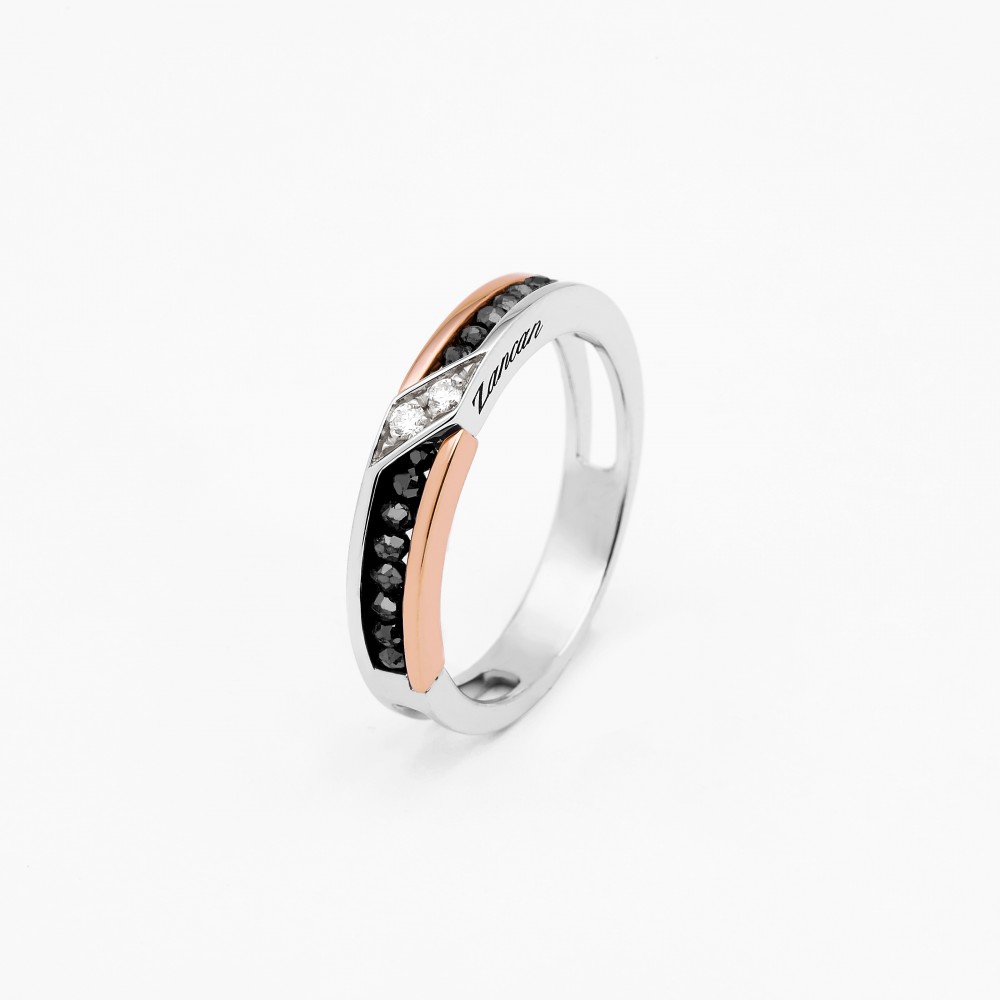 Zancan Anello Zancan in oro bianco e rosa con diamanti Black Friday