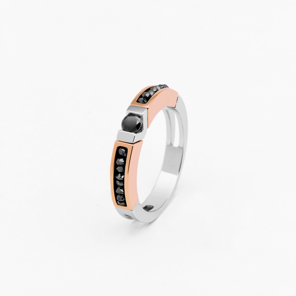 Zancan Anello Zancan in oro bianco e rosa con diamanti Offerta Pasqua