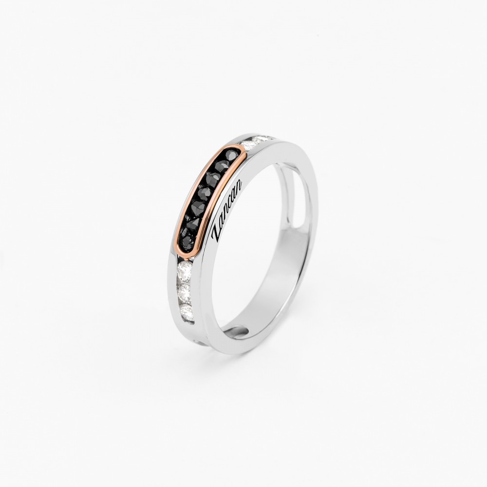 Zancan Anello Zancan in oro bianco e rosa con diamanti Vendita calda