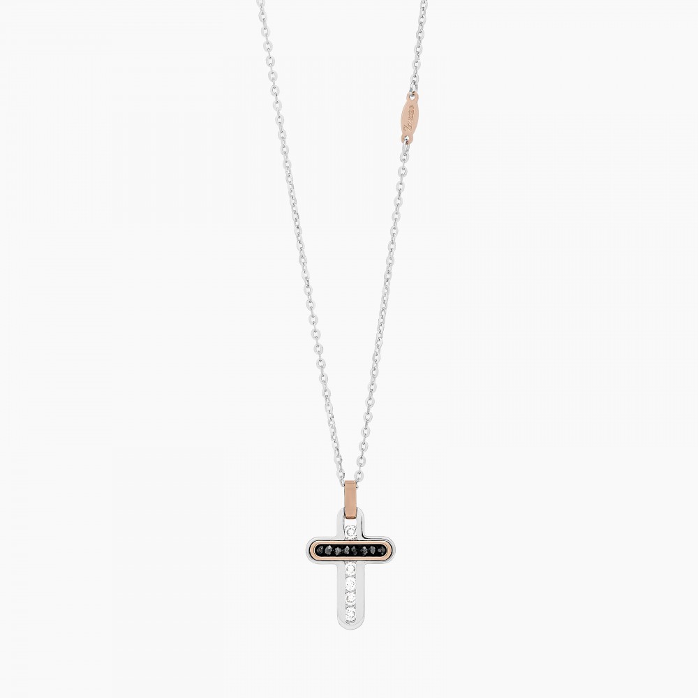Zancan Collana Zancan in oro bianco con croce e diamanti Offerta migliore