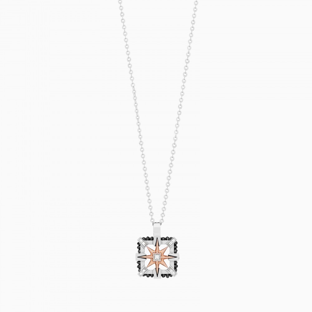 Zancan Collana Zancan in oro bianco con iconica rosa dei venti Offerte esclusive