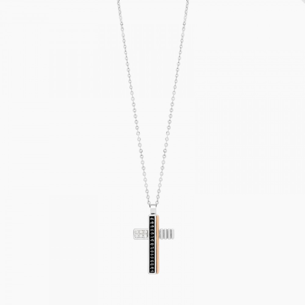 Zancan Collana Zancan in oro bianco con croce e diamanti Liquidazione