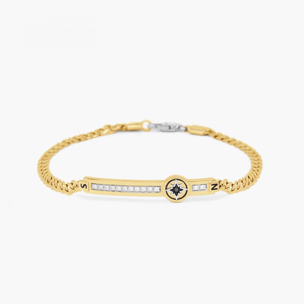 Zancan Bracciale Zancan in oro giallo con diamanti e rosa dei venti Solo un giorno rimasto