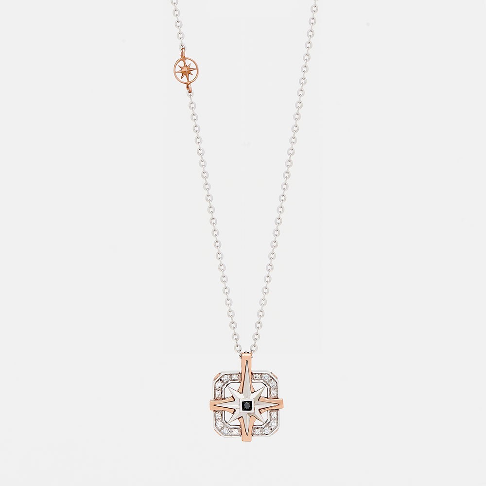 Zancan Collana zancan in oro con pendente rosa dei venti e diamanti 50% di sconto con spedizione gratuita