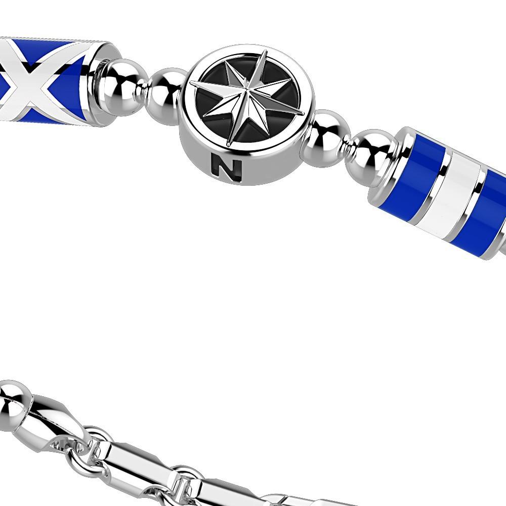 Zancan Bracciale Zancan in argento a sfere con bandiere nautiche e rosa dei venti Pezzi Unici