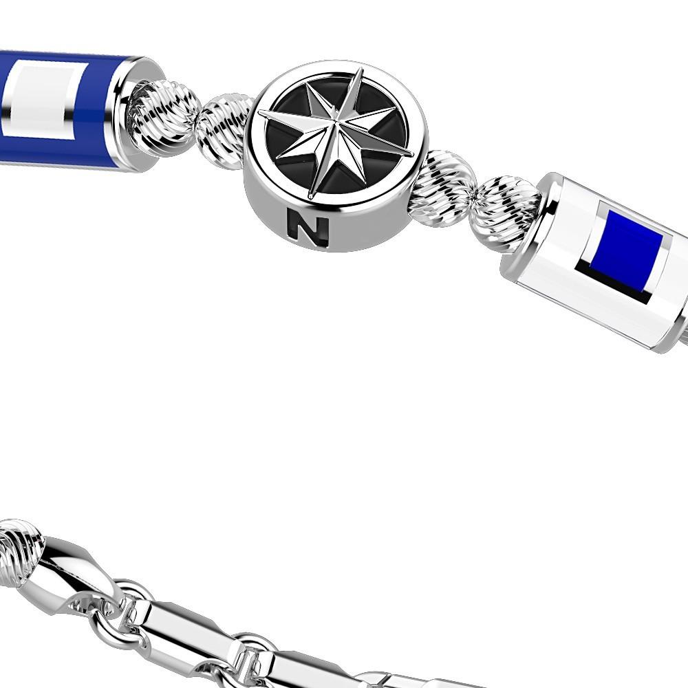 Zancan Bracciale Zancan in argento a sfere con bandiere nautiche e rosa dei venti Soddisfazione Garantita