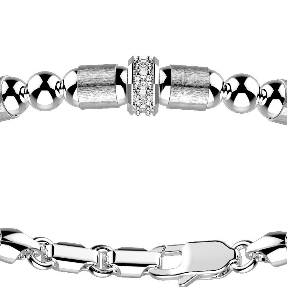 Zancan Bracciale Zancan in argento a sfere con inserti satinati e pietre biianche Negozi Online