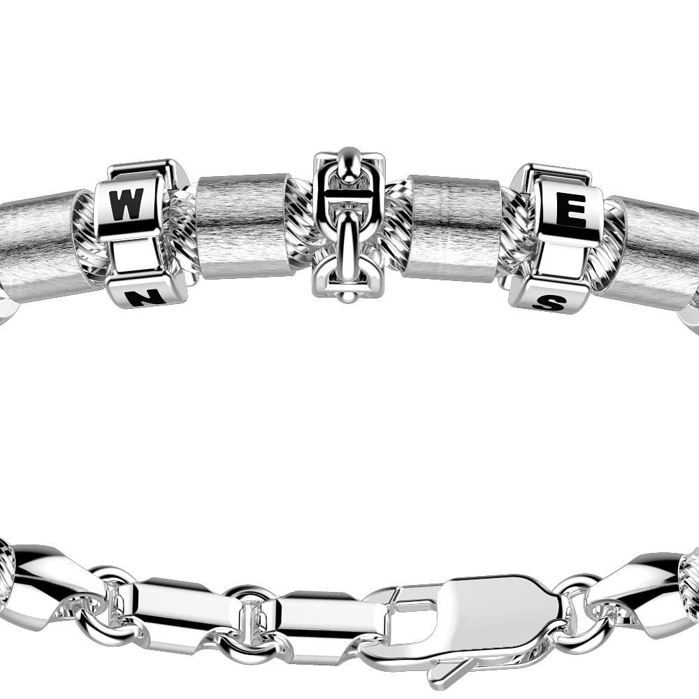 Zancan Bracciale Zancan in argento a sfere con inserti satinati e coordinate geografiche Consegna Veloce