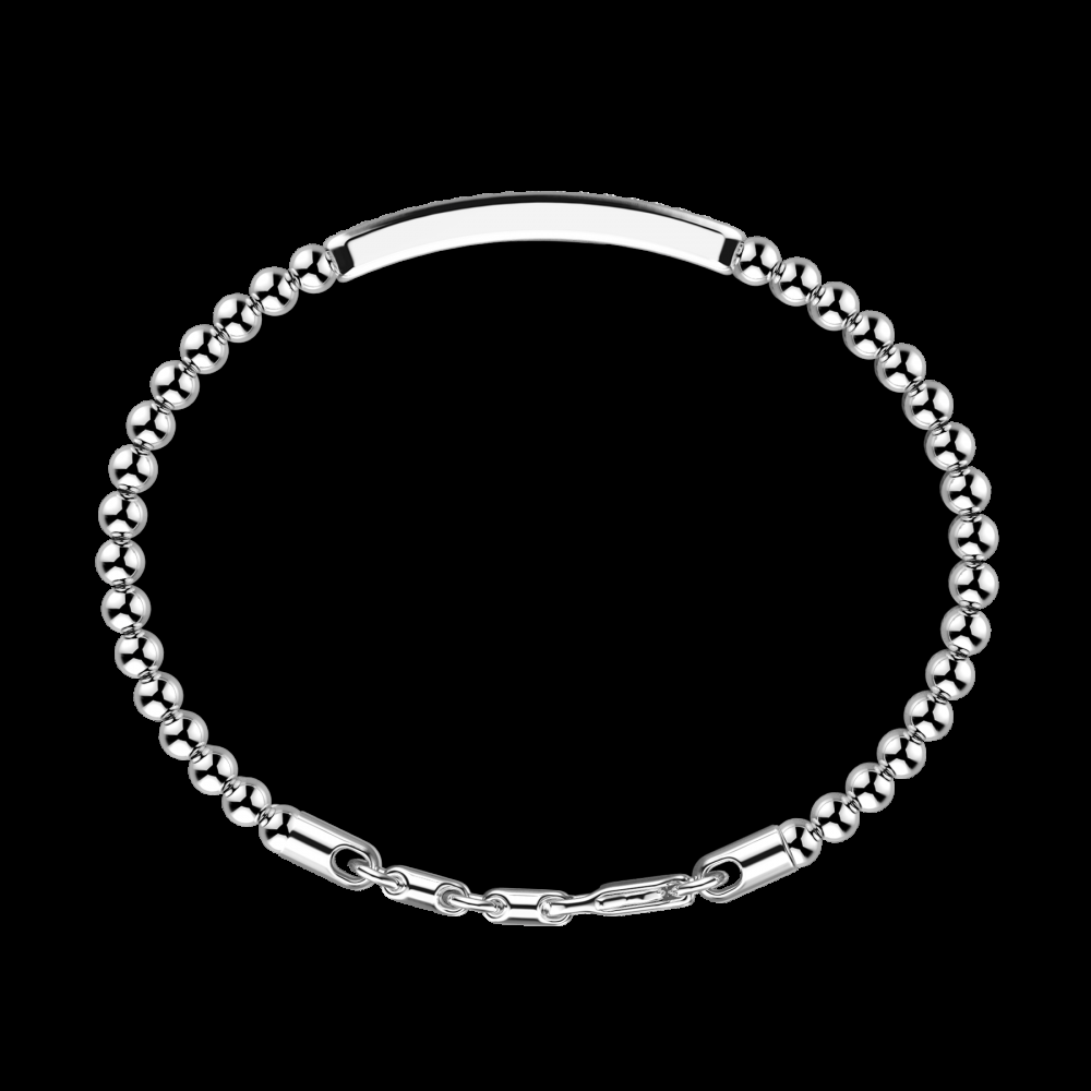 Zancan Bracciale Zancan morbido con sfere in argento e targa con pietre Fino Al -60%
