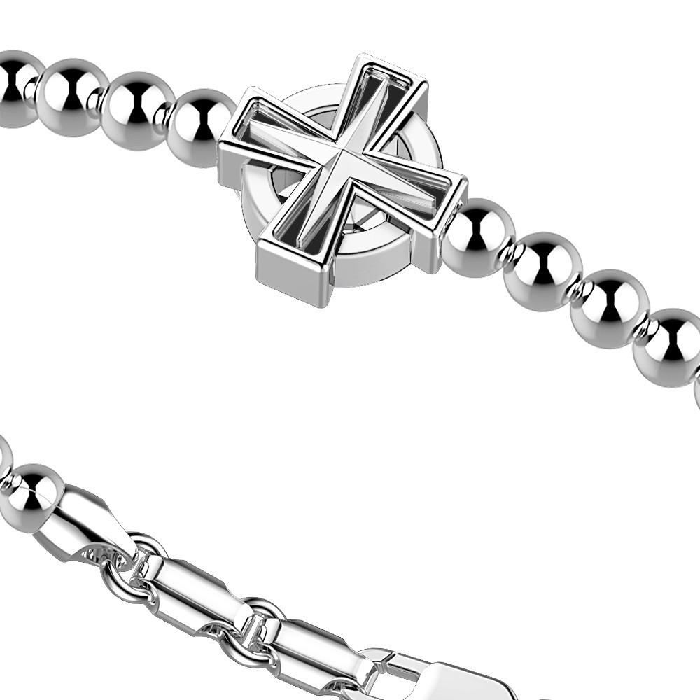 Zancan Bracciale Zancan in argento a sfere con croce greca Presa