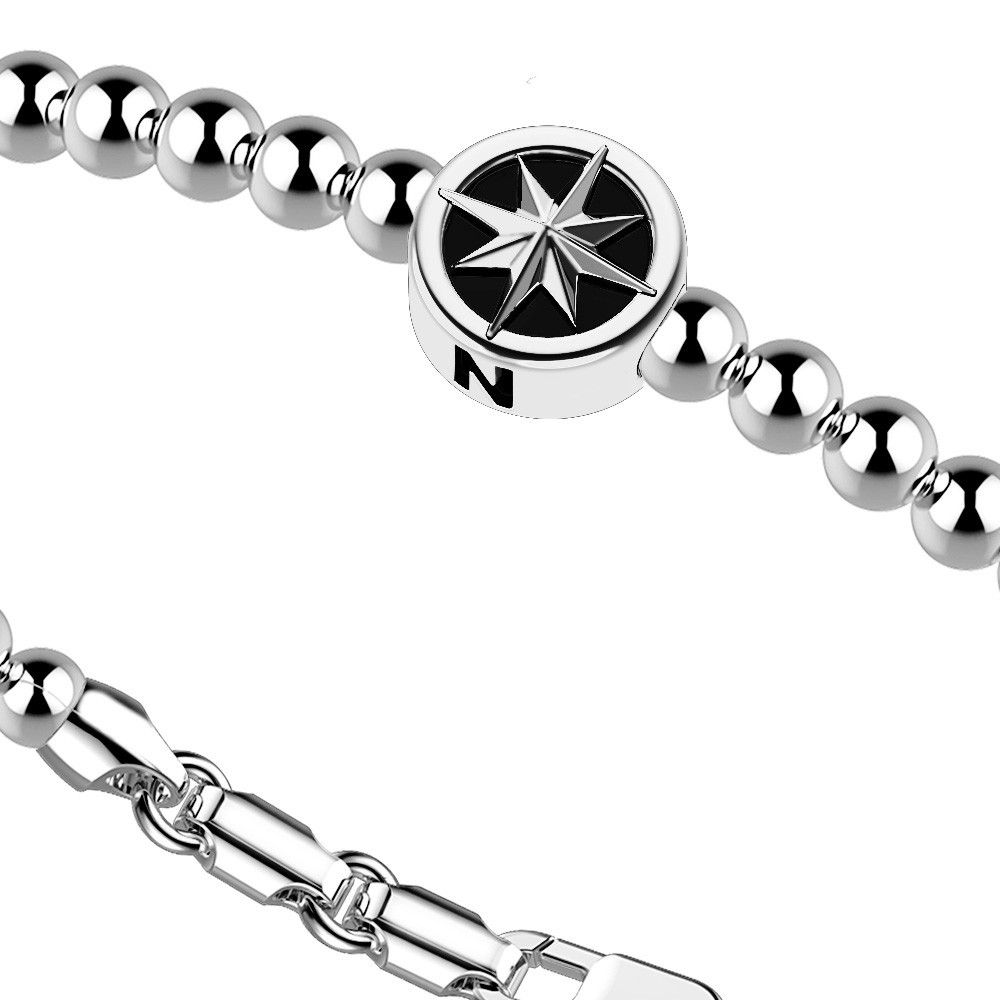 Zancan Bracciale Zancan in argento a sfere con rosa dei venti Online