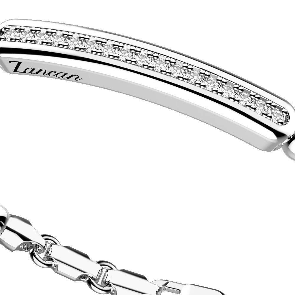 Zancan Bracciale Zancan in argento a sfere con targa e pietre bianche Offerte