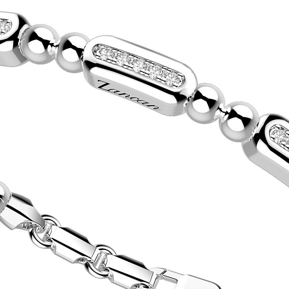 Zancan Bracciale Zancan in argento a sfere con targhe e pietre bianche Hotsell