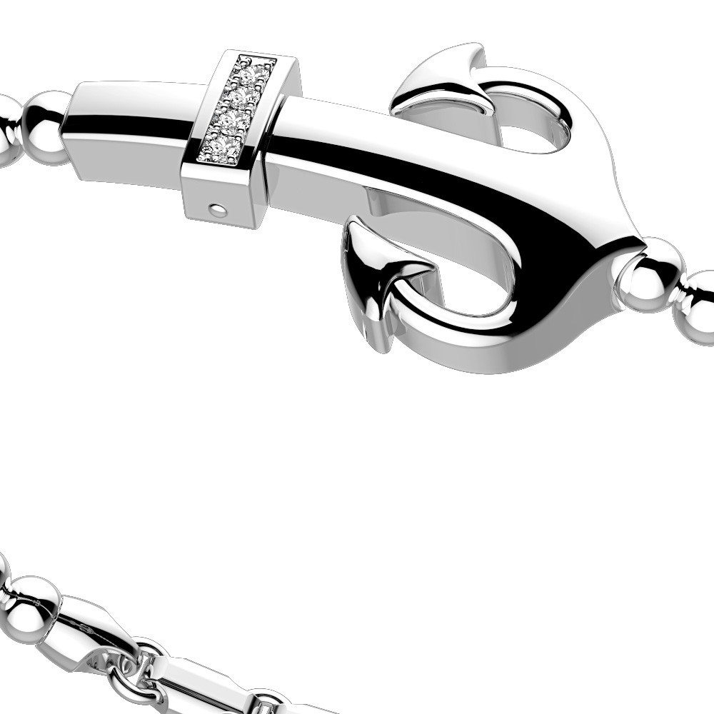 Zancan Bracciale Zancan in argento a sfere con ancora e pietre bianche I Più Venduti