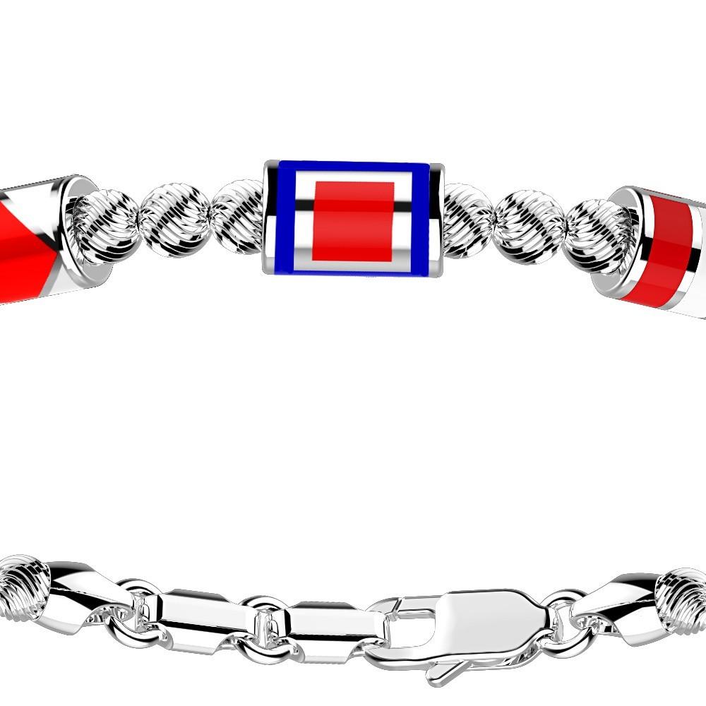 Zancan Bracciale Zancan in argento a sfere con tre bandiere nautiche Moda
