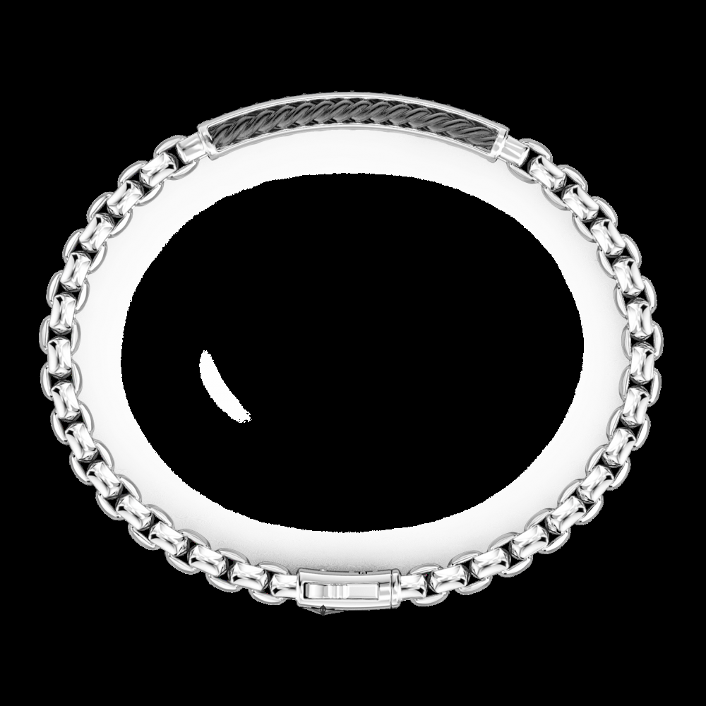 Zancan Bracciale Zancan a maglia venezia in argento con targa e pietre nere Grande vendita