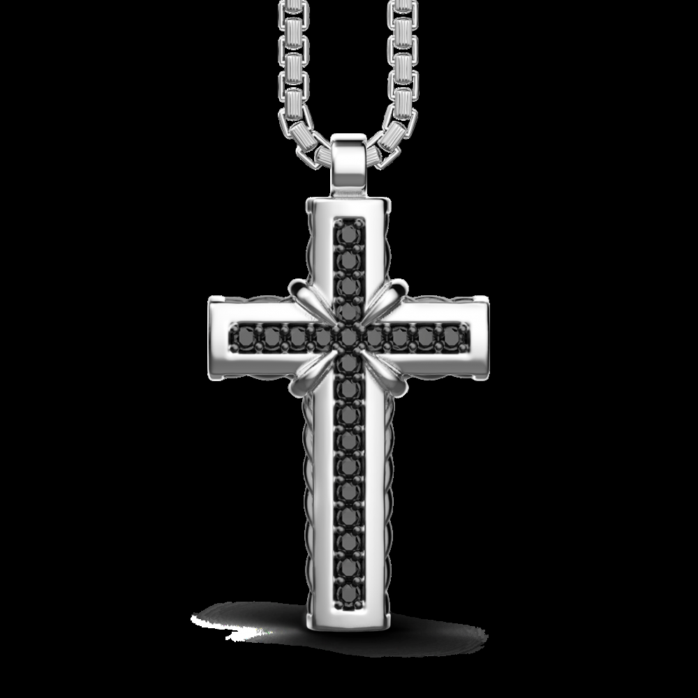 Zancan Collana Zancan in argento con pendente a croce e pietre nere Flash Sale