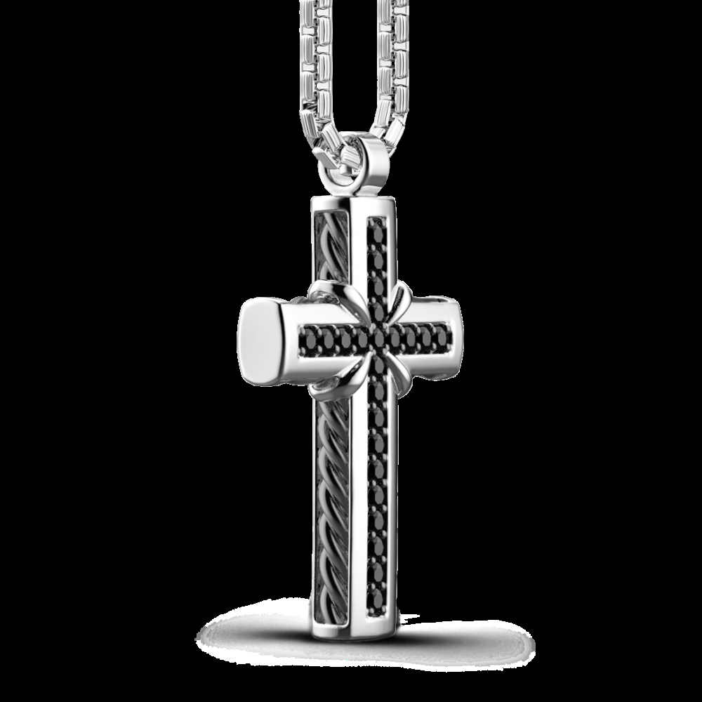 Zancan Collana Zancan in argento con pendente a croce e pietre nere Flash Sale