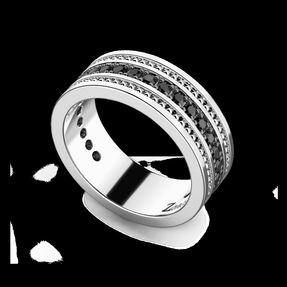 Zancan Anello a fede Zancan in argento con pietre nere Fornitura limitata