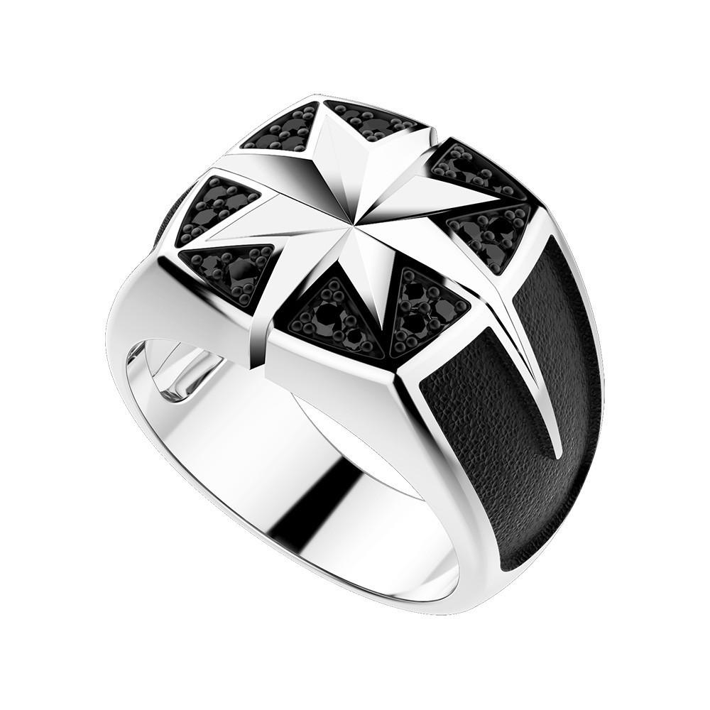 Zancan Anello Zancan in argento con rosa dei venti incisa e pietre nere Offerta per la Festa della Mamma