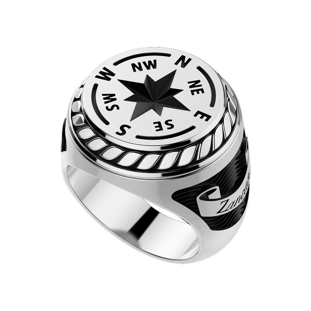 Zancan Anello Zancan in argento con rosa dei venti incisa Offerta Giorno del Papà