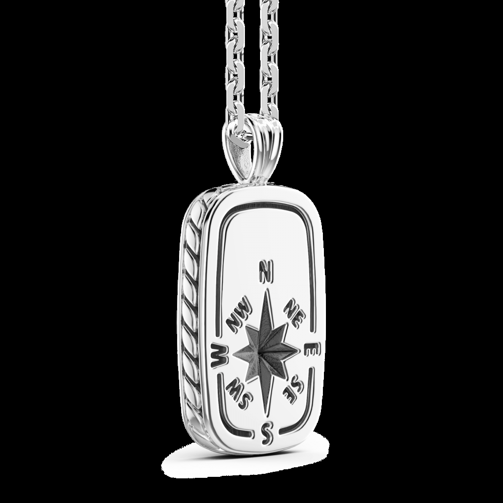 Zancan Collana Zancan in argento con pendente a targa e rosa dei venti Offerta San Valentino
