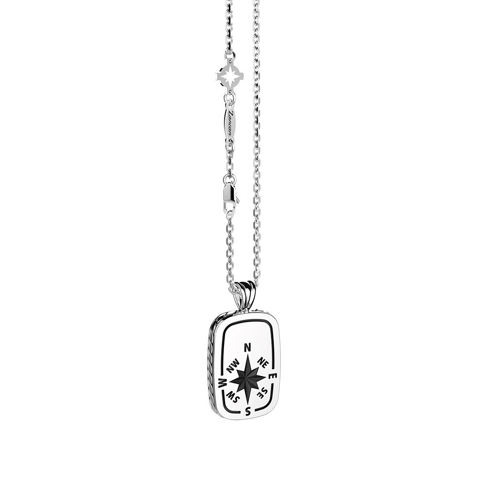 Zancan Collana Zancan in argento con pendente a targa e rosa dei venti Offerta San Valentino