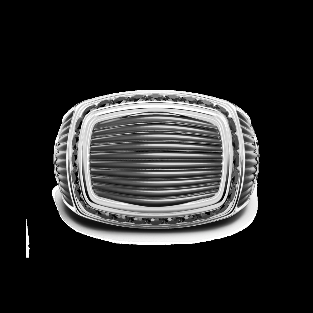 Zancan Anello chevalier Zancan in argento con pietre nere Smaltimento dello stoccaggio