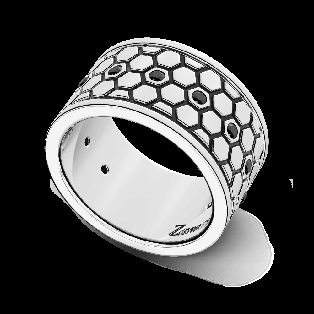 Zancan Anello a fascia larga Zancan in argento e pietre nere Offerte esclusive