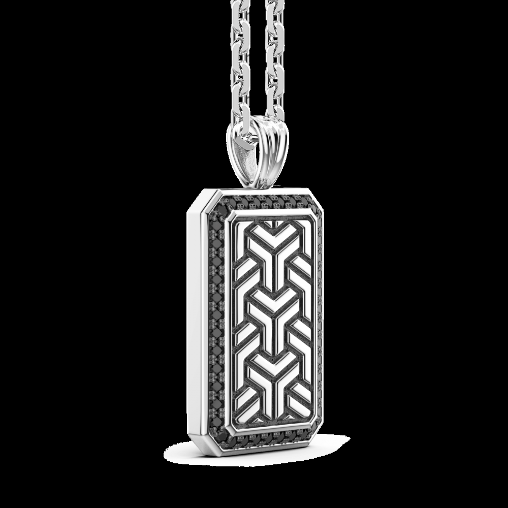 Zancan Collana Zancan in argento con pendente a targa e pietre nere Nuovi prodotti