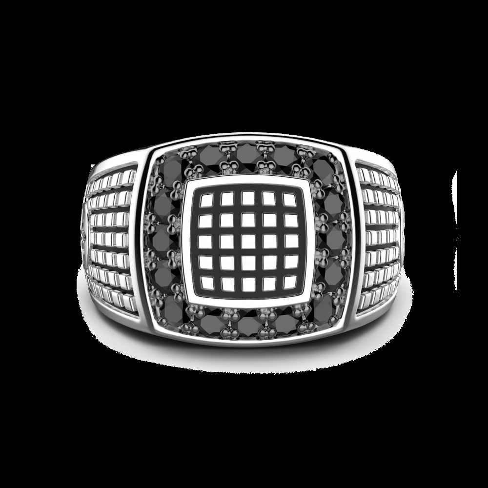 Zancan Anello chevalier Zancan in argento con pietre nere Comprane uno, ottenene uno gratis