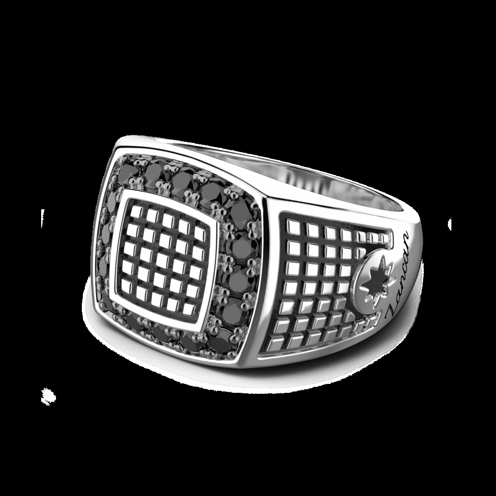 Zancan Anello chevalier Zancan in argento con pietre nere Comprane uno, ottenene uno gratis