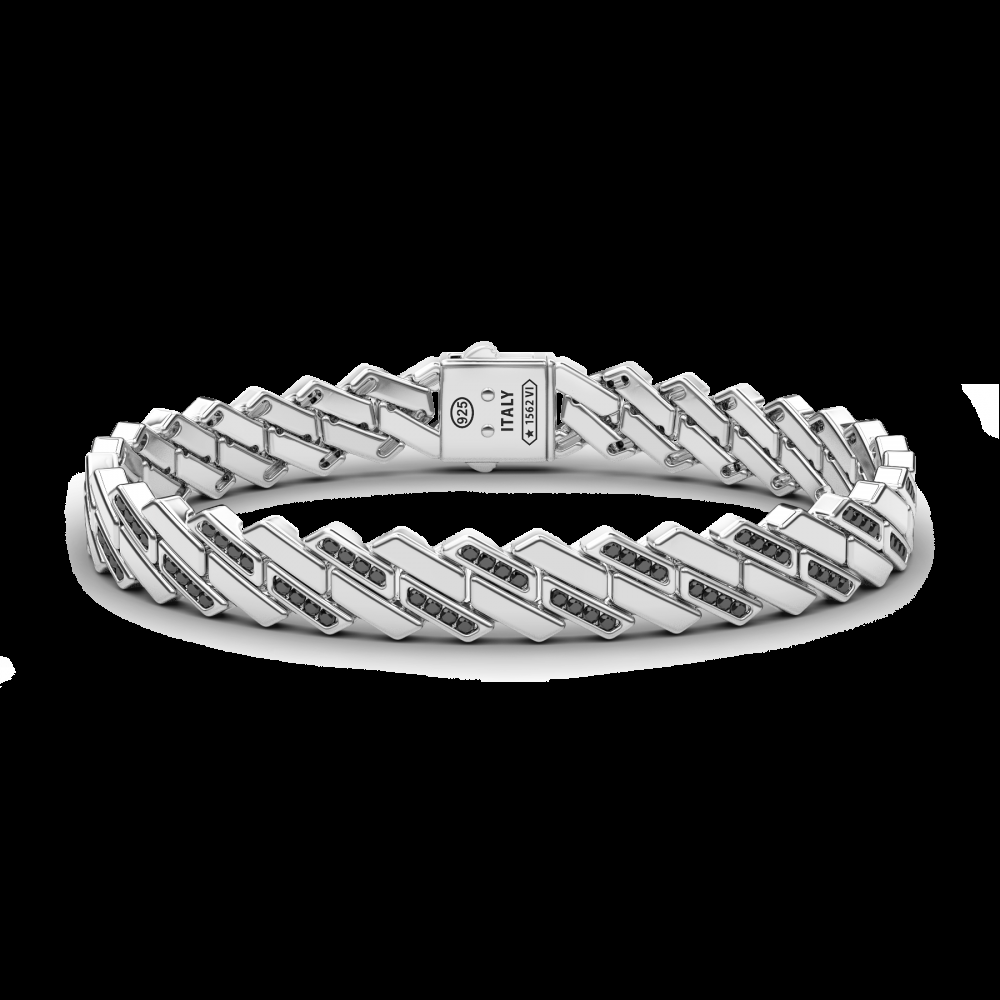 Zancan Bracciale solo maglia Zancan in argento con pietre nere Ultimi tre giorni