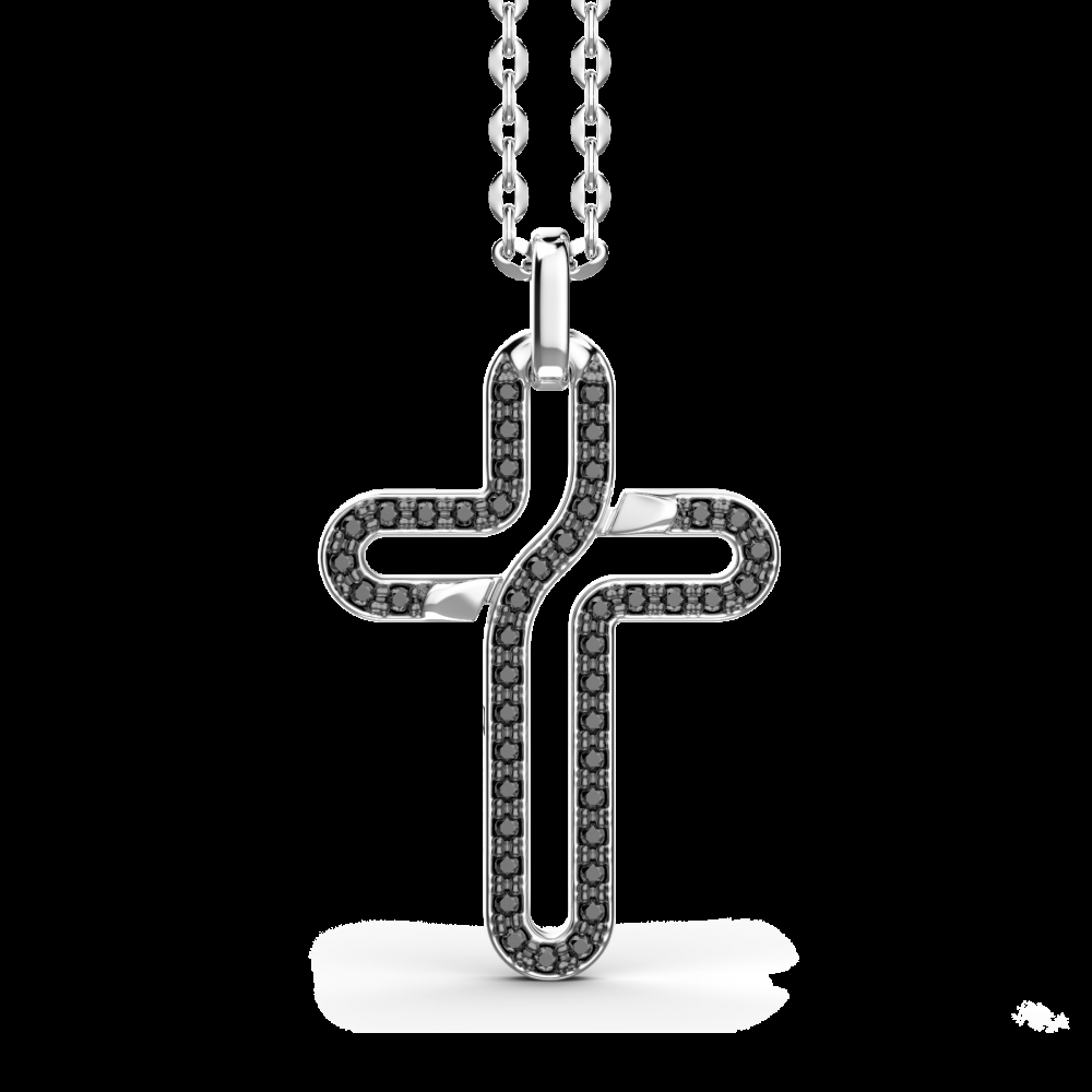 Zancan Collana Zancan in argento con pendente a croce e pietre nere Fino al 50% di sconto