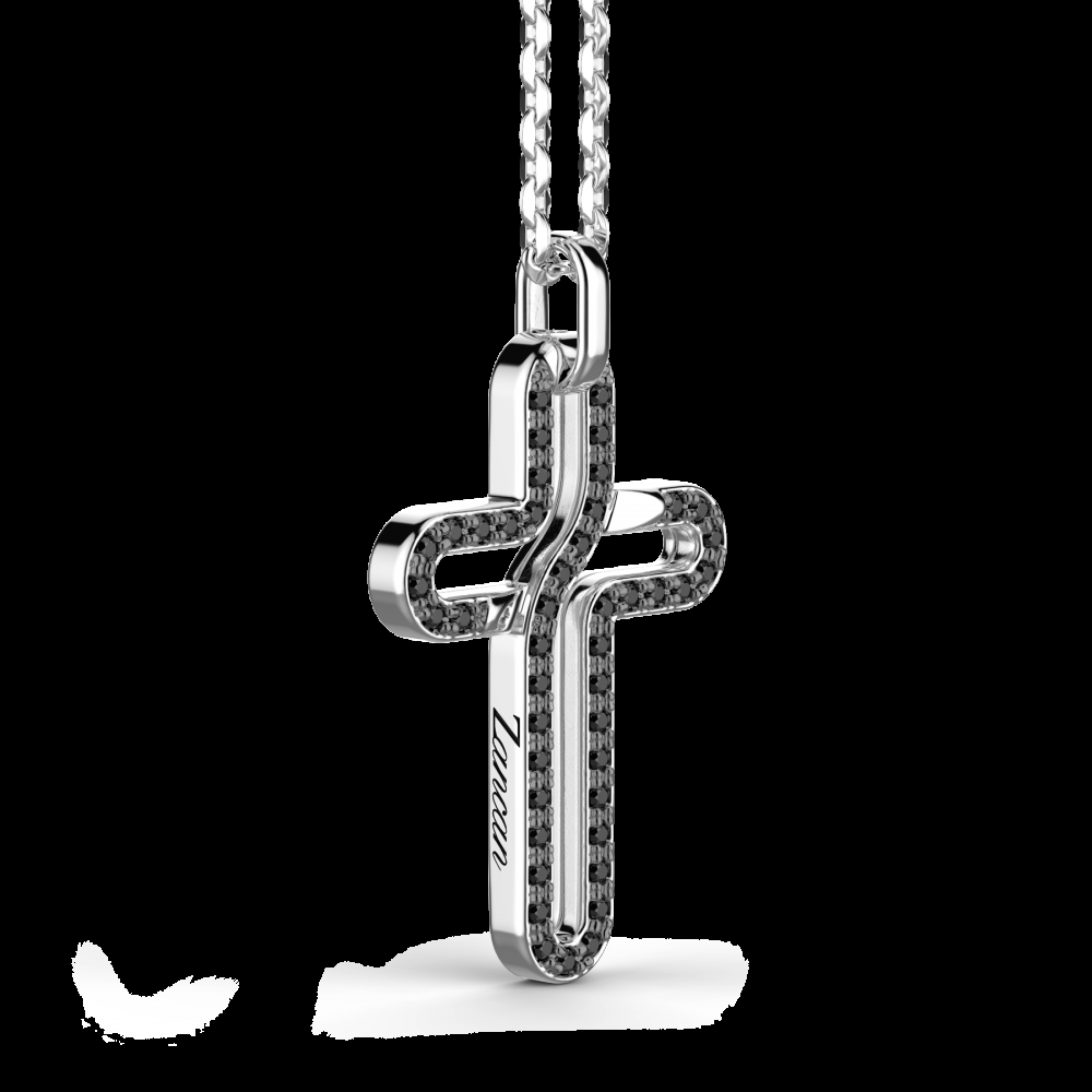 Zancan Collana Zancan in argento con pendente a croce e pietre nere Fino al 50% di sconto